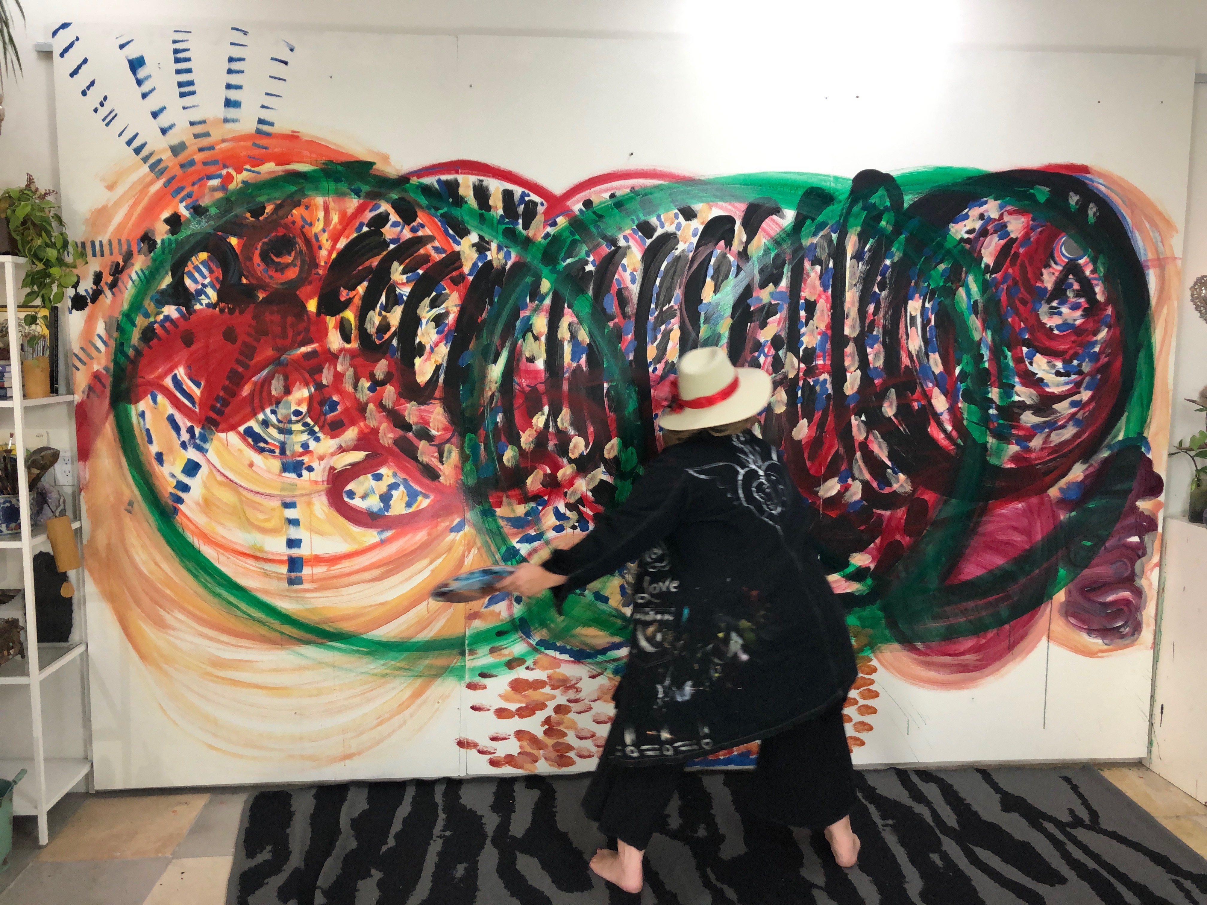 Photo taken in 2019 while Shiloh was filming a teaching in her 13 moon painting course Anthropas